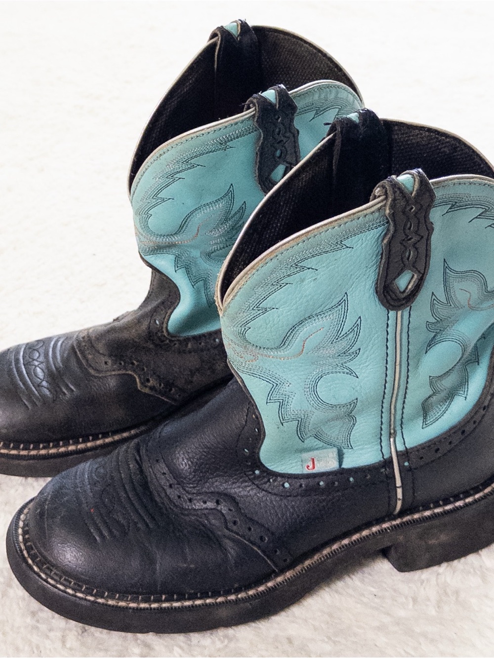 Justin Gypsy Blue Black Leather Cowboy Boots Women’s Size 7B - Picture 2 of 9